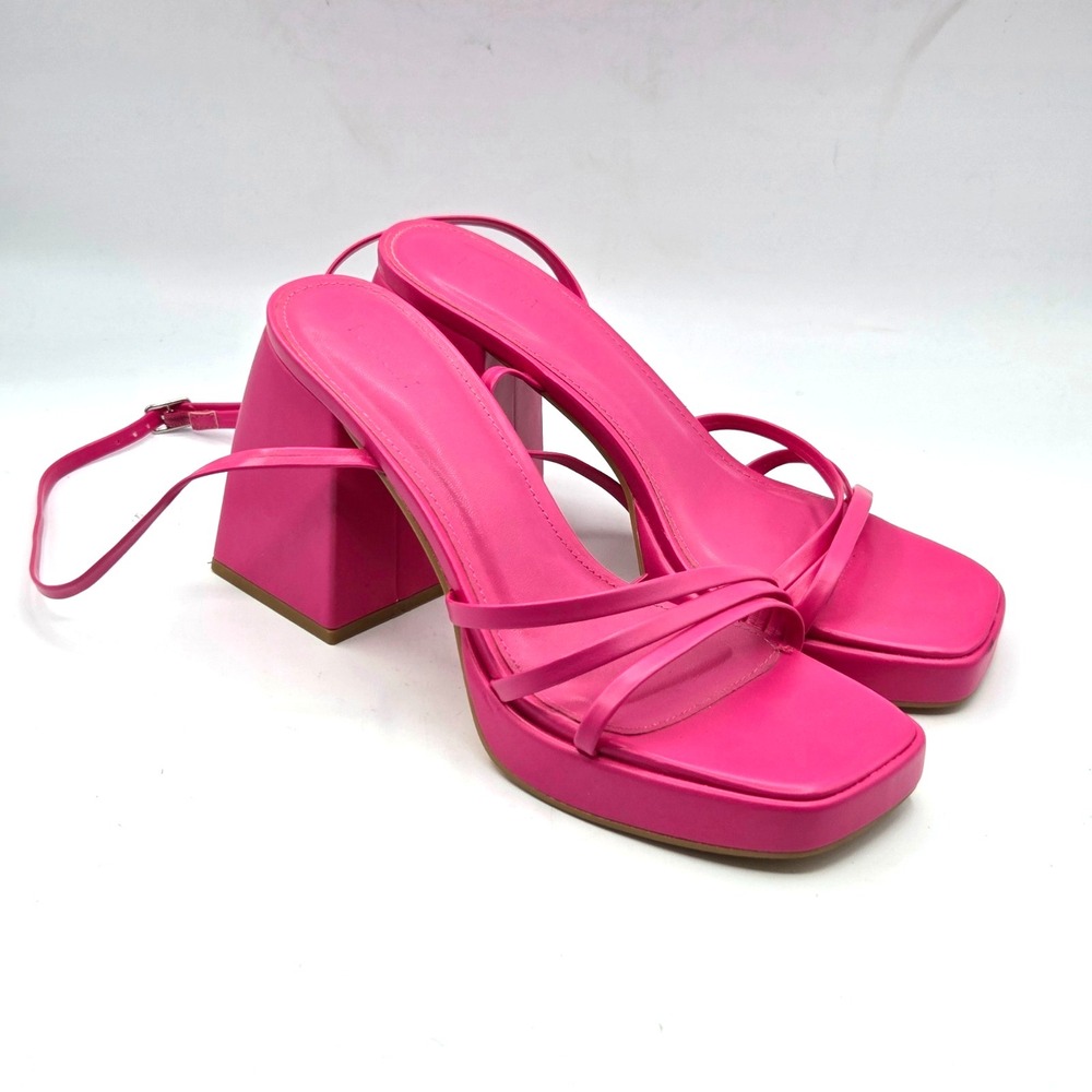 Forever 21 Pink Strappy Sandals Square Toe Block Heel Women's Size 8